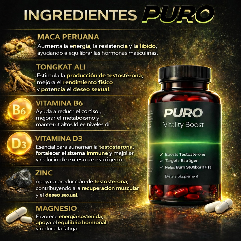 Cápsulas PURO™ | El secreto para deshincharte de forma 100% natural y recuperar tu cuerpo de hombre.