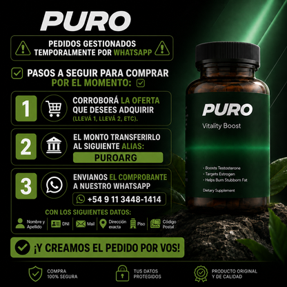 Cápsulas PURO™ | El secreto para deshincharte de forma 100% natural y recuperar tu cuerpo de hombre.