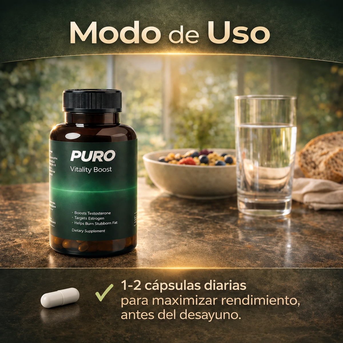 Cápsulas PURO® | El secreto para deshincharte de forma 100% natural y recuperar tu cuerpo de hombre.